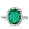 Emerald Cut Sapphire Halo Engagement Ring - Sterling Silver