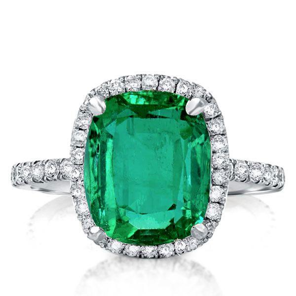 Emerald Cut Sapphire Halo Engagement Ring - Sterling Silver