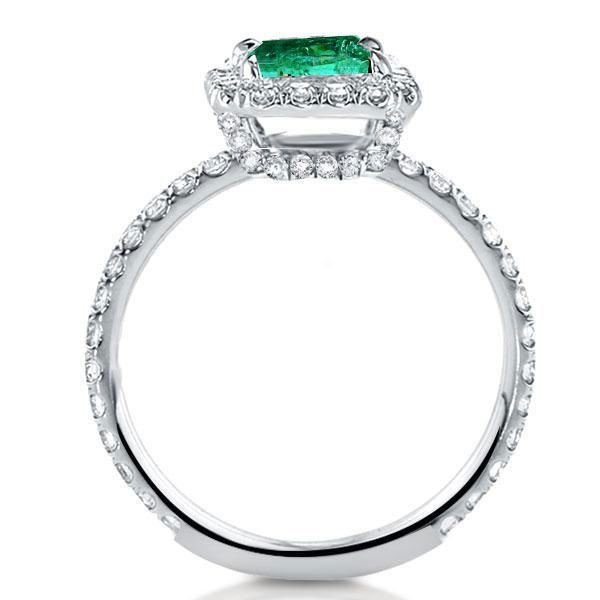 Emerald Cut Sapphire Halo Engagement Ring - Sterling Silver