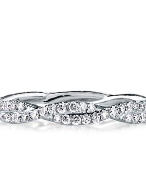 White Gold Twisted Sterling Silver Wedding Band with CZ (1.25 CT. TW.)