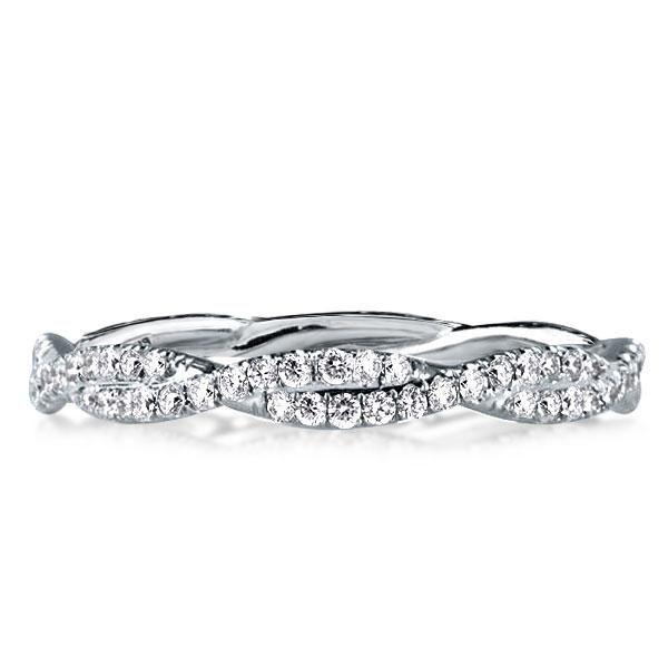 White Gold Twisted Sterling Silver Wedding Band with CZ (1.25 CT. TW.)