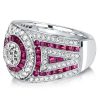 Vintage Ruby Milgrain Halo Engagement Ring in Sterling Silver with 0.55 CT Center Stone
