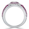 Vintage Ruby Milgrain Halo Engagement Ring in Sterling Silver with 0.55 CT Center Stone