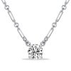 Round Cut White Sapphire Pendant Necklace in 925 Sterling Silver with Rhodium Finish