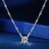 Round Cut White Sapphire Pendant Necklace in 925 Sterling Silver with Rhodium Finish
