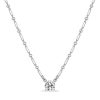 Round Cut White Sapphire Pendant Necklace in 925 Sterling Silver with Rhodium Finish