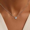 Round Cut White Sapphire Pendant Necklace in 925 Sterling Silver with Rhodium Finish