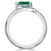 Pear Shaped Emerald & Sapphire Promise Ring in Sterling Silver with Rhodium Finish