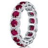 Sterling Silver Ruby Eternity Band Ring for Women - 3.00 CT. TW. Round Cut