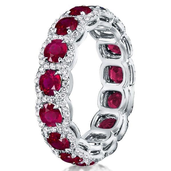 Sterling Silver Ruby Eternity Band Ring for Women - 3.00 CT. TW. Round Cut
