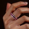 Sterling Silver Ruby Eternity Band Ring for Women - 3.00 CT. TW. Round Cut