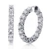 Sterling Silver Round Hoop Earrings for Women with Sparkling Stones
