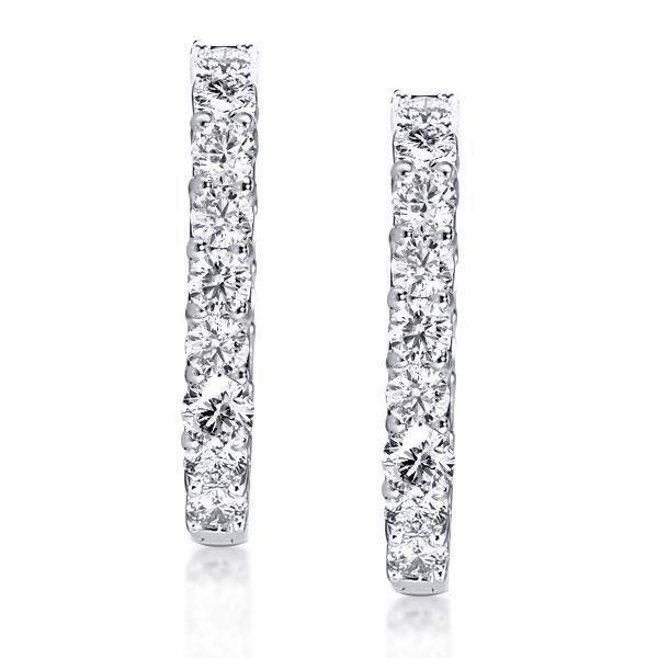 Sterling Silver Round Hoop Earrings for Women with Sparkling Stones