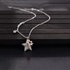 Rose Gold Star Design Necklace for Women, Rhodium Plated 925 Sterling Silver