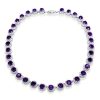 Eternity Halo Amethyst Tennis Necklace in Sterling Silver with Rhodium Finish