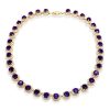 Eternity Halo Amethyst Tennis Necklace in Sterling Silver with Rhodium Finish