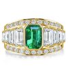 Emerald Cut Emerald Wedding Ring Set in 18K Gold Plated Sterling Silver