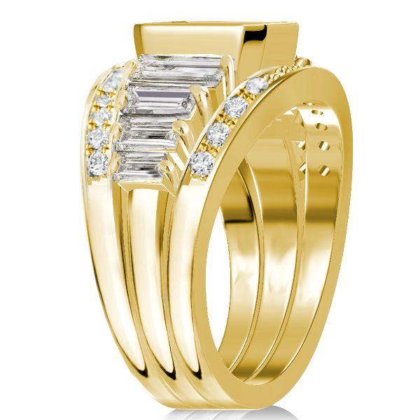 Emerald Cut Emerald Wedding Ring Set in 18K Gold Plated Sterling Silver