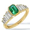 Emerald Cut Emerald Wedding Ring Set in 18K Gold Plated Sterling Silver