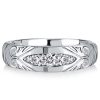 White Sapphire Vintage Style Wedding Band Anniversary Ring - Sterling Silver