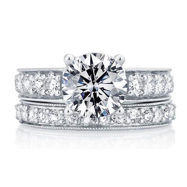 Pave Set White Sapphire Bridal Set - 925 Sterling Silver