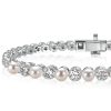 Vintage Milgrain Bezel Round Pearl Tennis Bracelet in Sterling Silver with Rhodium Finish