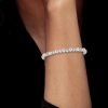 Vintage Milgrain Bezel Round Pearl Tennis Bracelet in Sterling Silver with Rhodium Finish