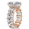 Rose Gold Plated 18K Sterling Silver Engagement Ring with 5.00 CT Created White Sapphire