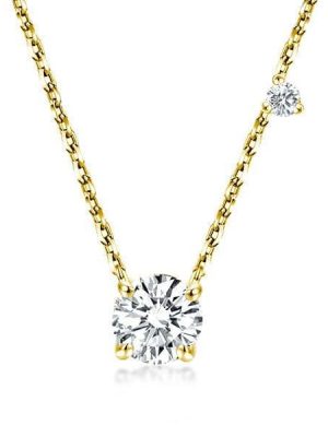 18K Gold Plated Sterling Silver Round Cut Pendant Necklace for Women