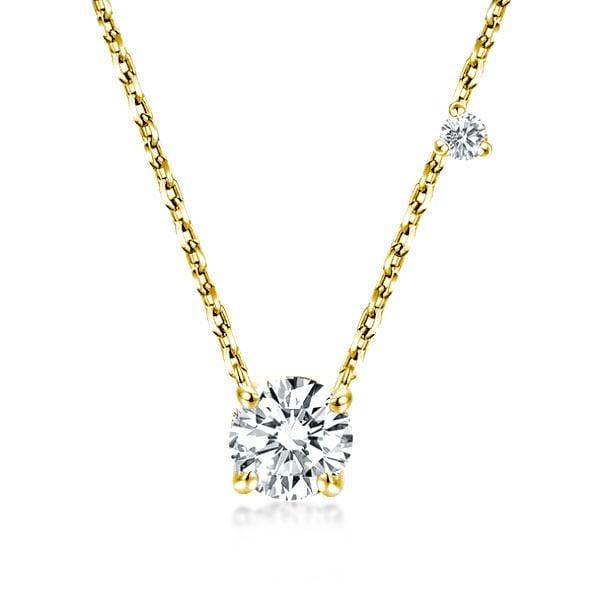 18K Gold Plated Sterling Silver Round Cut Pendant Necklace for Women