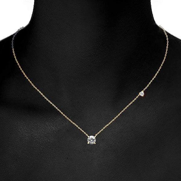 18K Gold Plated Sterling Silver Round Cut Pendant Necklace for Women
