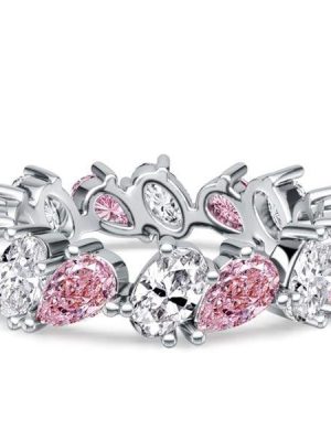 4.00 CTW Pink Sapphire Eternity Band Ring in Rhodium-Plated Sterling Silver