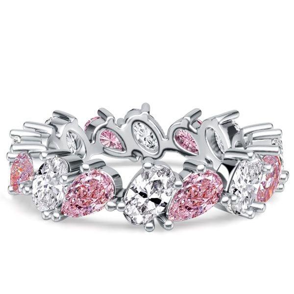 4.00 CTW Pink Sapphire Eternity Band Ring in Rhodium-Plated Sterling Silver