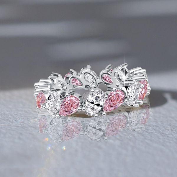 4.00 CTW Pink Sapphire Eternity Band Ring in Rhodium-Plated Sterling Silver
