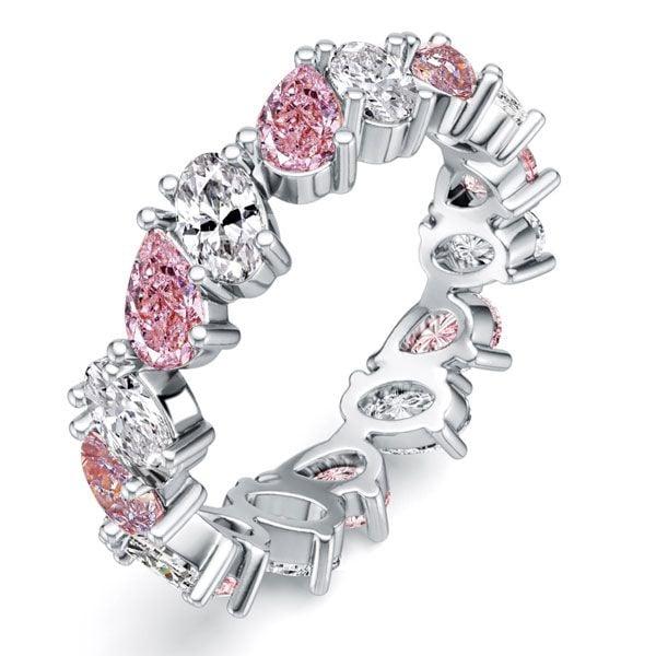 4.00 CTW Pink Sapphire Eternity Band Ring in Rhodium-Plated Sterling Silver