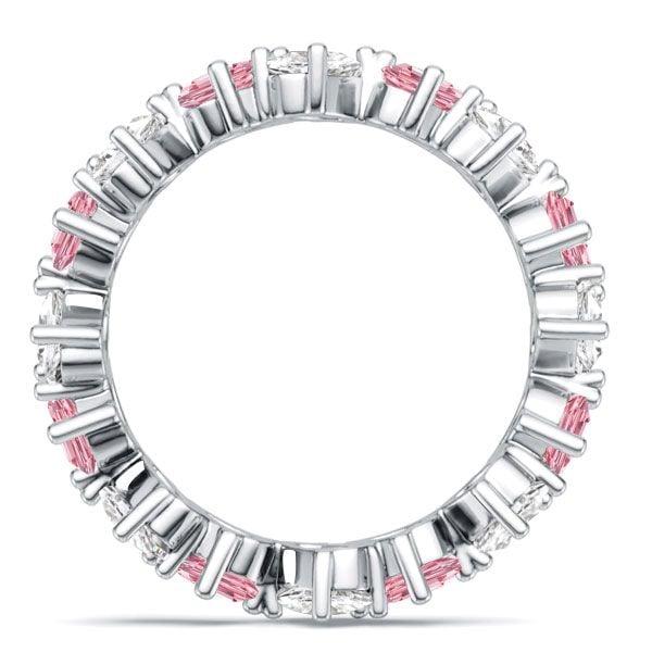 4.00 CTW Pink Sapphire Eternity Band Ring in Rhodium-Plated Sterling Silver