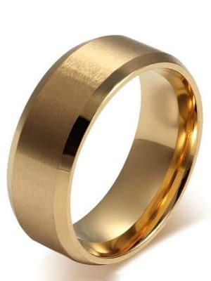 Gold Tone Titanium Steel Wedding Band for Men - 8MM
