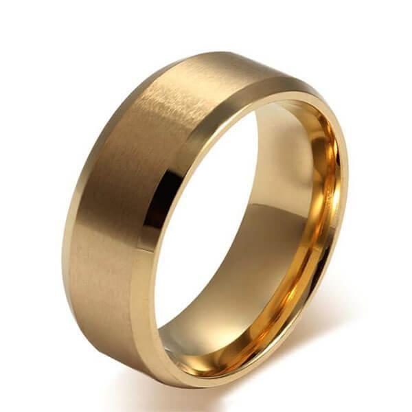 Gold Tone Titanium Steel Wedding Band for Men - 8MM