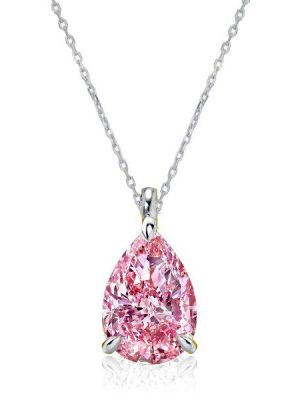 Pink Sapphire Pendant Necklace - 925 Sterling Silver Classic Design