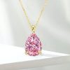 Pink Sapphire Pendant Necklace - 925 Sterling Silver Classic Design