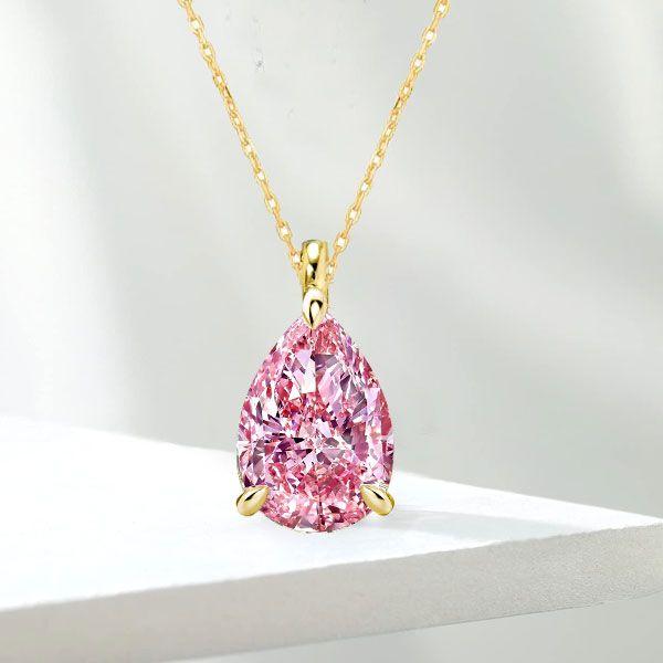 Pink Sapphire Pendant Necklace - 925 Sterling Silver Classic Design