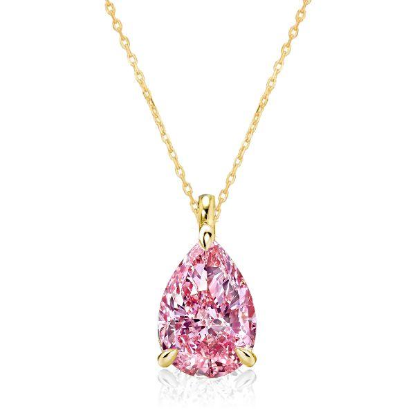 Pink Sapphire Pendant Necklace - 925 Sterling Silver Classic Design