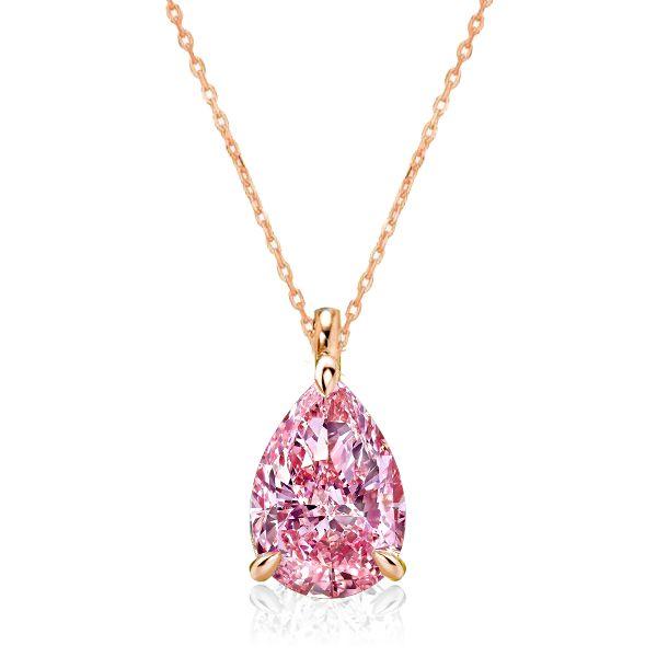 Pink Sapphire Pendant Necklace - 925 Sterling Silver Classic Design