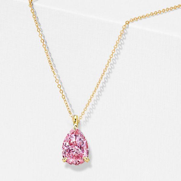 Pink Sapphire Pendant Necklace - 925 Sterling Silver Classic Design