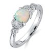 Opal Engagement Ring - Round Cut 925 Sterling Silver Promise Ring