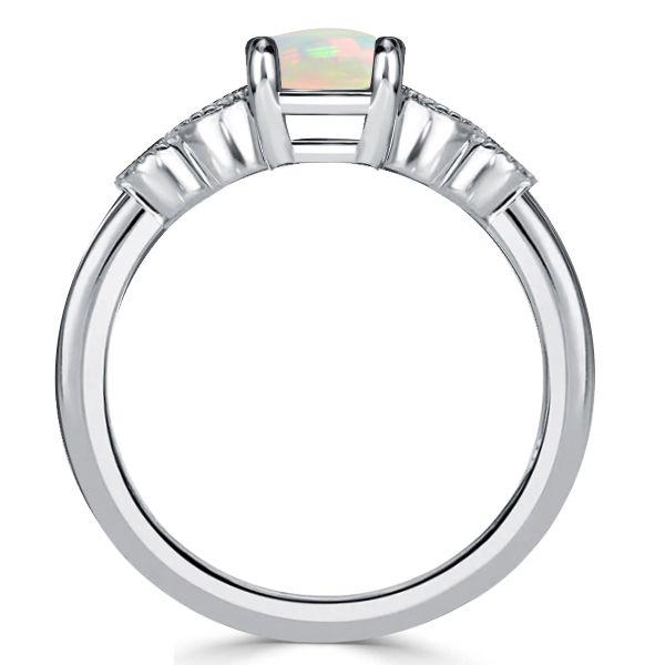 Opal Engagement Ring - Round Cut 925 Sterling Silver Promise Ring