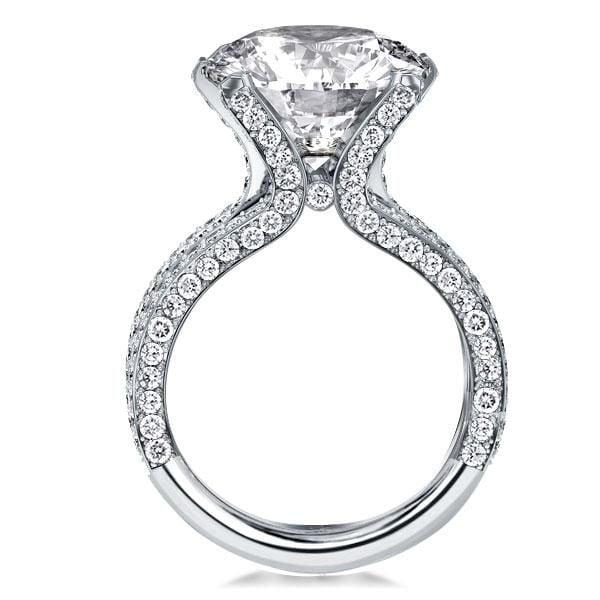 Split Shank Round Tension Setting Engagement Ring in Rhodium-Plated Sterling Silver