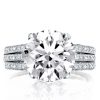 Split Shank Round Tension Setting Engagement Ring in Rhodium-Plated Sterling Silver