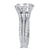 Split Shank Round Tension Setting Engagement Ring in Rhodium-Plated Sterling Silver