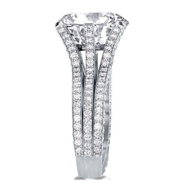 Split Shank Round Tension Setting Engagement Ring in Rhodium-Plated Sterling Silver